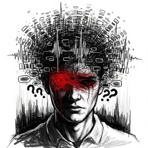 Original Abstract Art Print with Red and Black Design